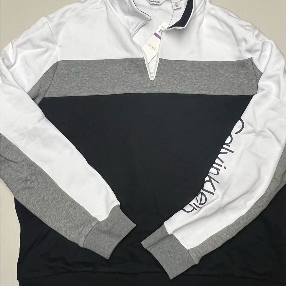 Calvin Klein Black and Gray Colorblock Sweatshirt